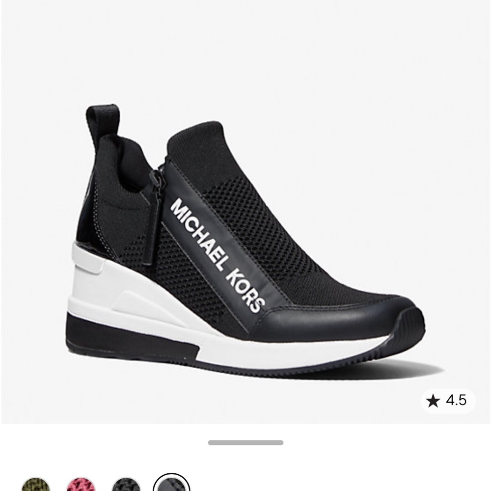 Michael Kors Black and White Slip-On Wedge Sneakers